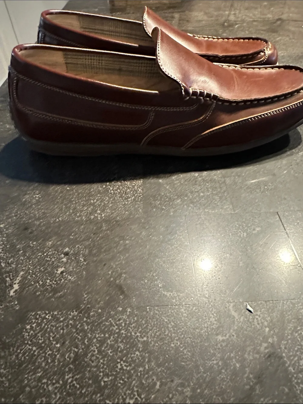 Nunn Bush Men’s Chestnut Brown Leather Slip-On Moccasin Loafers